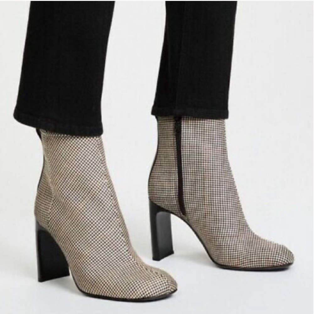 NIB Rag & Bone Ellis Black/Camel Houndstooth Heeled Ankle Boot - Made in Italy